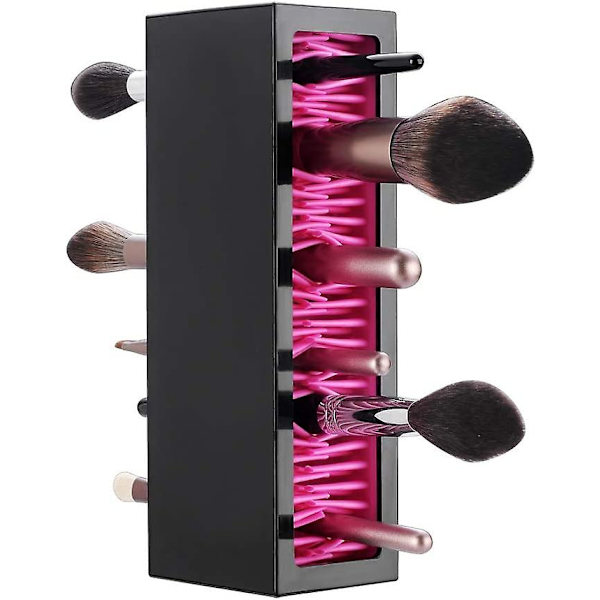 Makeupborsthållare Organizer, Silikon Toalettbord Lufttorkningsställ Display Förvaring För Borste, Eyeliners Och Mer, Praktisk Kosmetisk Verktygsbehållare Red Black