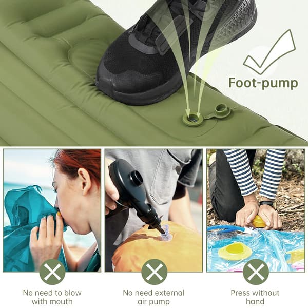 Campingmadrass med fotpump, uppgraderad tjocklek