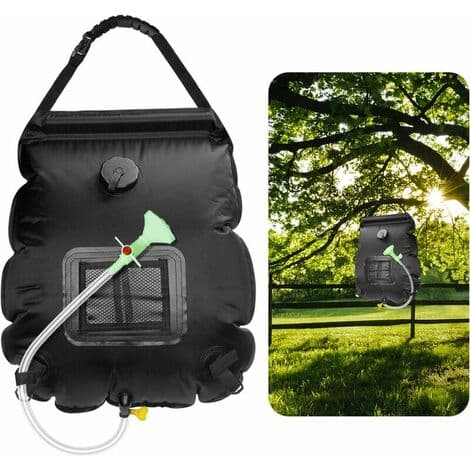 Triomphe 20L Camping Bruser Sæt - Solbruser - Bruserpose - Solvarmet med Bruserhoved og Tænd/Sluk-kontakt - Til Camping