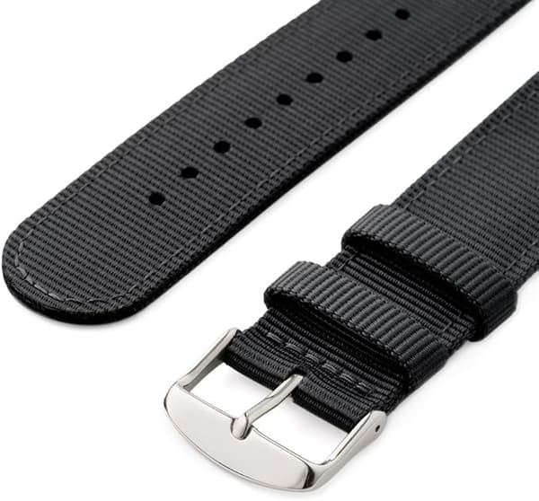 Svarte 22 mm lett utskiftbare nylonremmer for