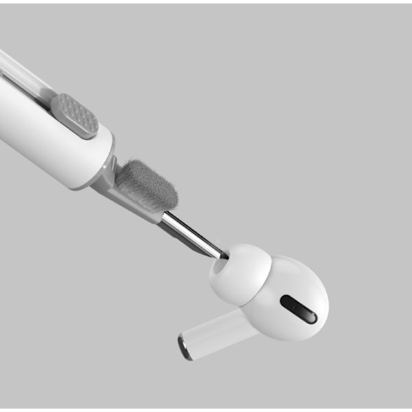 Vit tre-i-ett-infällbar bluetooth-headset rengöringspenna hörlurar rengöringsverktyg mobiltelefon headset borste