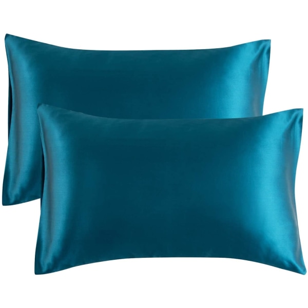 Satin Putesett For Hår Og Hud, Sett Med 2, Putesett - Satin Putetrekk Med Konvoluttlukking, Mørk Grå 20 x 36 Teal