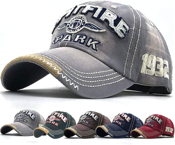Harmaa Retro Baseball-lippis Unisex Säädettävä Metallilukko