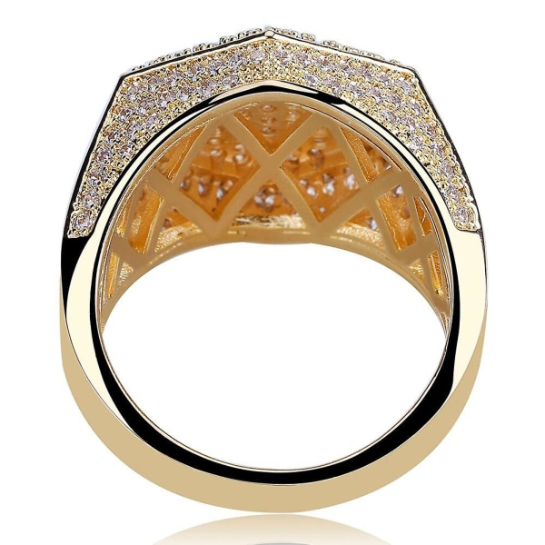 Modegeometri Ringar för män Koppar Guld Silver Färg Iced Out Bling Micro Pave Cubic Zircon Ring Hip Hop Berlocker Smycken Silver