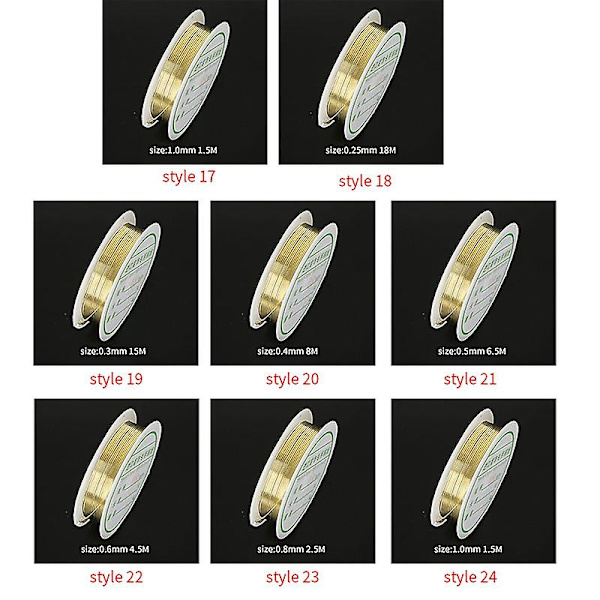 0,2-1mm Koppartråd Smyckestråd För Armband Halsband Färgglada Pärlor Strängar Smycken Snören Gold 0 4mm 8M