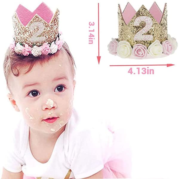 Fødselsdagskrone Barn Glitter Fest Hater med Tallhatt for