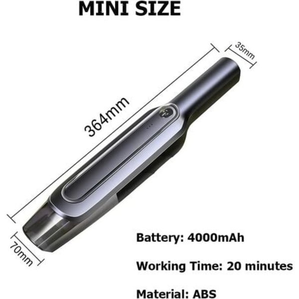 Auton imuri, langaton käsikäyttöinen imuri, kannettava auton langaton imuri USB-lataus 120W 4000mAh