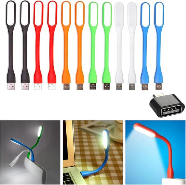 Fleksibel USB LED-lampe, 12 stk. mini fleksibel USB LED, læselampe til bærbar computer