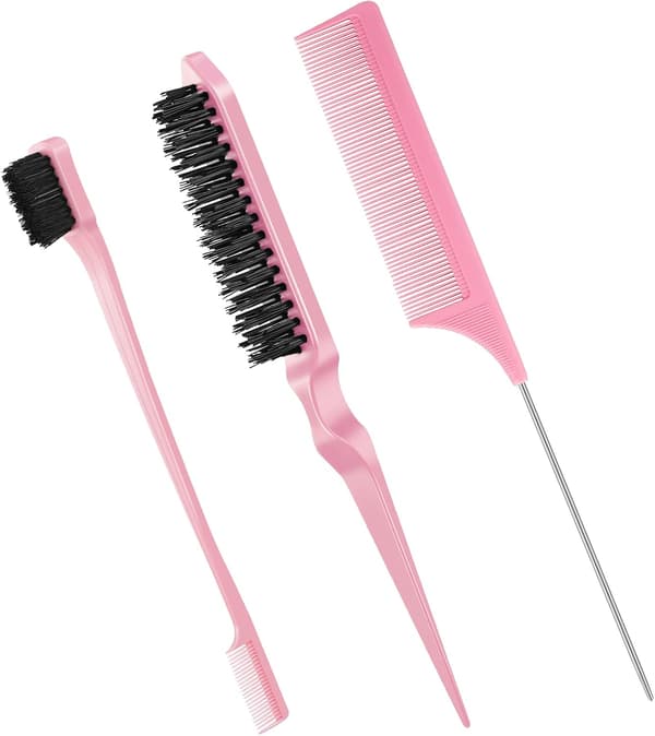 3 stk. (Pink) Hårkam, Højlys Farvning, Spids Hårkam