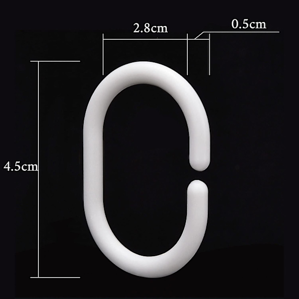 Piao 30-pack Duschdraperiringar Gardin C-ringar Hängare Badrumsdraperi Loop Clip Slide (transparent) White