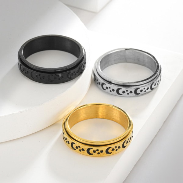 Menn Fingerring Utsøkt Hip-hop-stil Rotary Moon Star Buet Knuckle Knuckle Ring Mannlige smykker Golden US 10