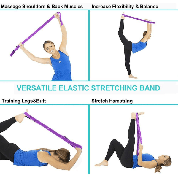 Yogarem, Stretchrem med öglor för flexibilitet, Multi-loop Stretchrem för kvinnor Yoga, Dansträning och Fysioterapi