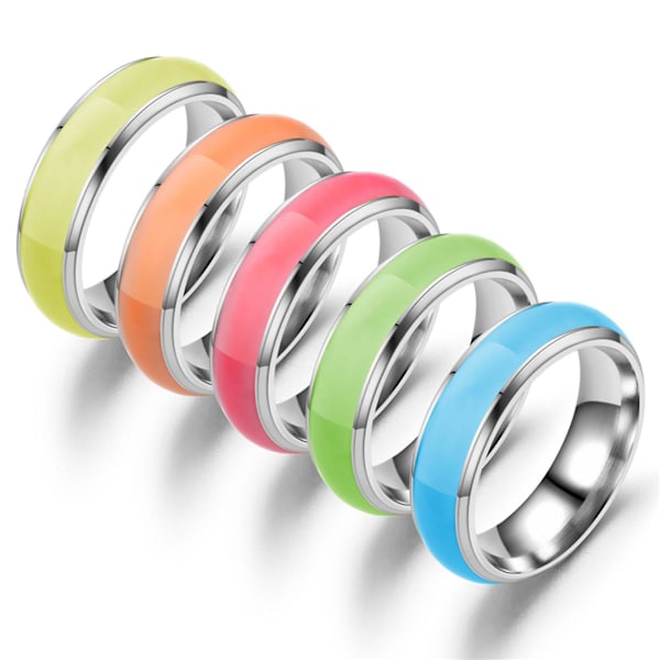 Enkel Unisex Luminous Solid Färgad Glowing Ring Smycke Tillbehör Orange US 11