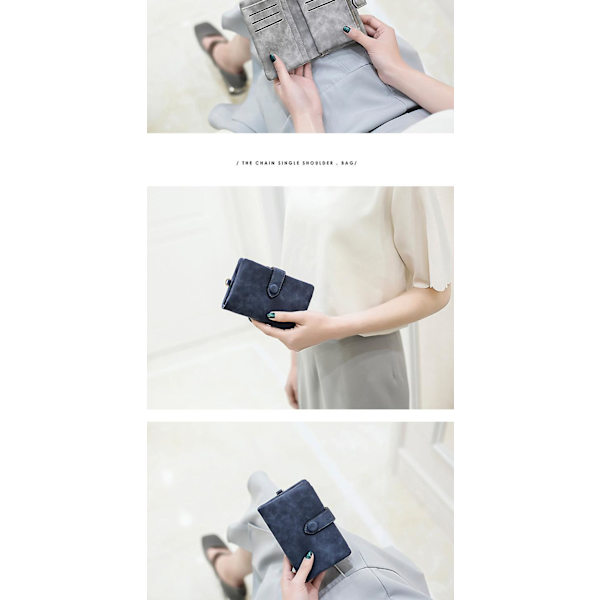 Håndledd myntpung med glidelås for kvinner Clutch Party Aftenveske for telefon, penger og kosmetikk A916-1035 Blue