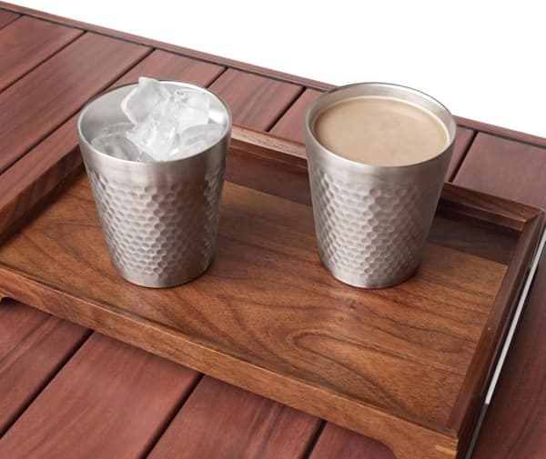 Sæt med 4 kopper i rustfrit stål 300 ml - Dobbeltvægget anti-skoldning, stabelbart design og diamantoverflade - Til kaffe