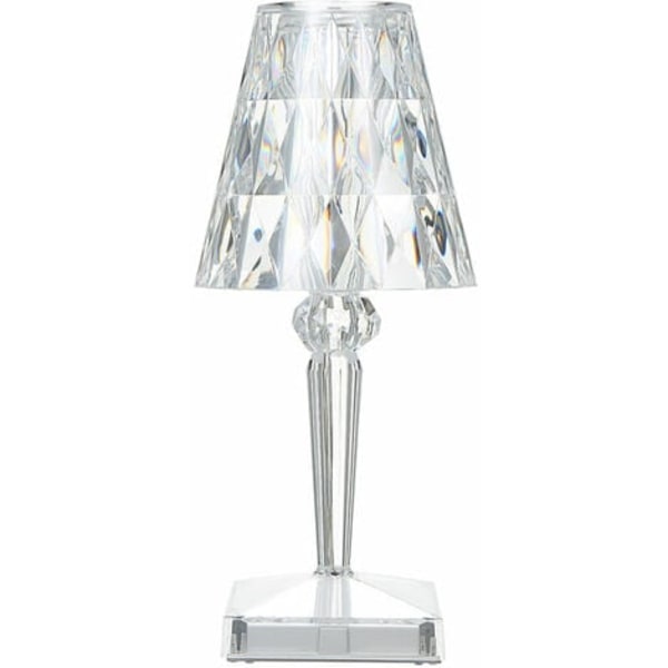 Berøringskontroll Akryl Diamant Bordlampe 3 Lysfarger med Justerbar Lysstyrke USB Oppladbar Krystall Sengelampe L