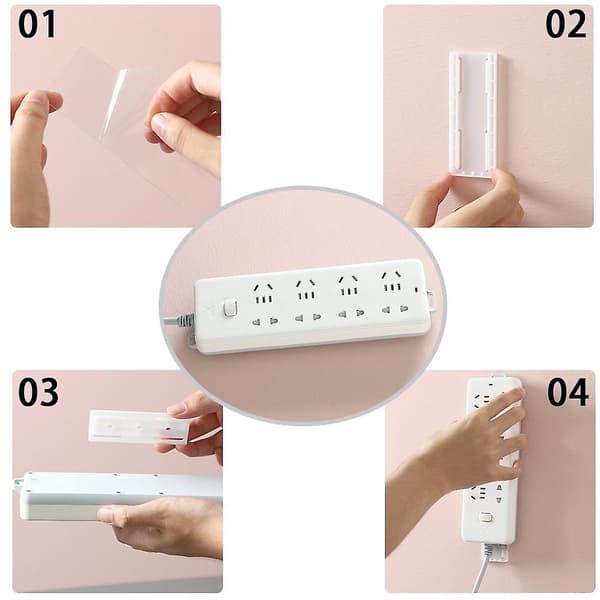 Väggfäste för förlängningssladd utan borrning - Enkel att installera glidande design - För hemmet, köket