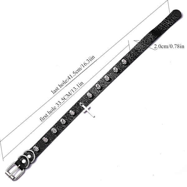 Kors Choker Halsband för Kvinnor Flickor Goth Spikade Chokers Svart Läder Krage Gotisk Smycken Modeaccessoarer red