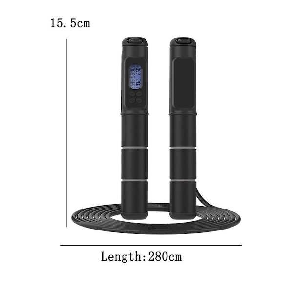 Hopprep, Justerbar Digital Räknare Hopprep För Fitness, Träning, Träning, Boxning, Gym Two-Tone Grey And Black