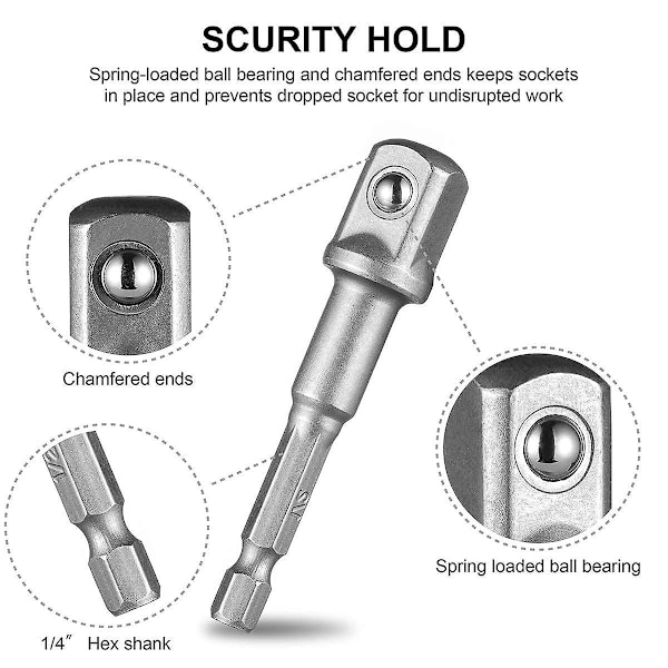 8-pakke 1/4&quot; til 1/4&quot; 3/8&quot; 1/2&quot; Hex-adapter for batteridrill og skrutrekker