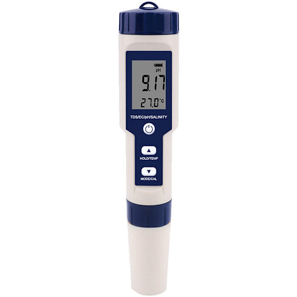 EZ9909PH Multifunktionel PH-Testpen Vandkvalitetstester PH Salt Temperatur TDS EC Fem i En