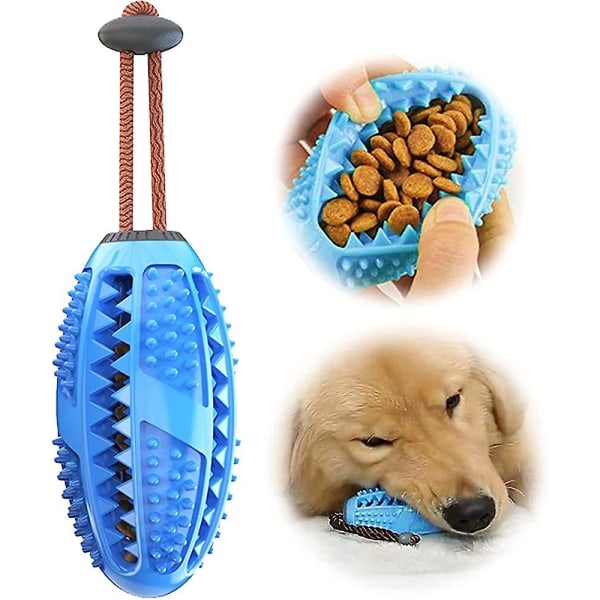 Hundetannbørstepinne, tannpleie, effektive tyggeleker for rengjøring av hundetenner, ikke giftig, bittbestandig massasjeapparat av naturgummi (blå)
