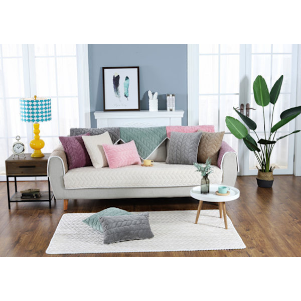 Modern minimalistisk soffa kudde, bekväm plysch soffa kudde överdrag (vit beige, 70*210),