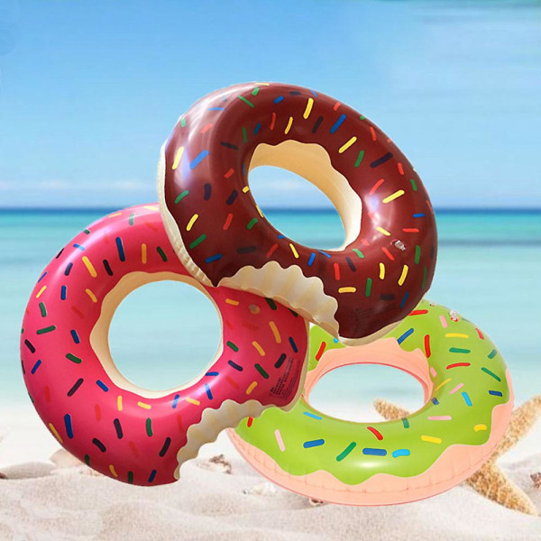 Donut Pool Float Gummibåtar Donut Pool Ring Donut Simring För Beach Pool Red 90