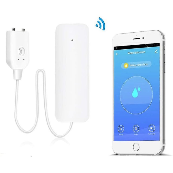 Vannlekkasjedetektor, Wifi-alarm, fungerer med Smart Life-appen, overløpslekkasjealarm