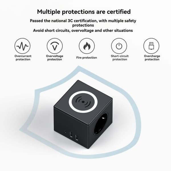 USB-oplader til skrivebord, standard europæisk terningstik PD15W, opladning, EU-stik, sort