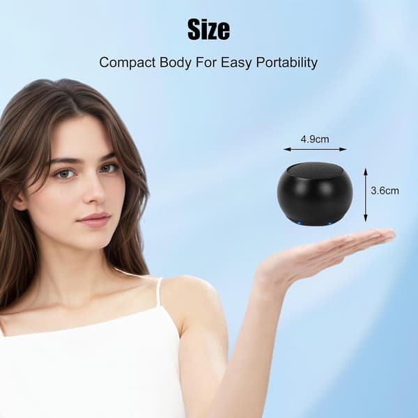 Superliten Bluetooth-högtalare med 9D Surroundljud, 3W Bärbar Bluetooth-högtalare med Kraftfull Bas för iPhone, Android, TWS-parning
