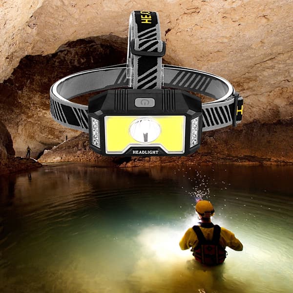 1 st. COB starkt ljus pannlampa USB laddningsbar utomhus