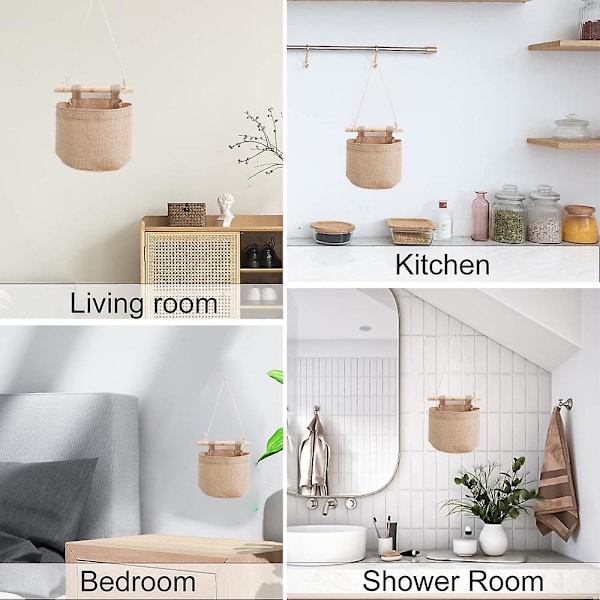 Multifunktionella Förvaringshyllor för Sovrumsvägg, Garderobsvägg, Vägghängande Förvaringsväska beige