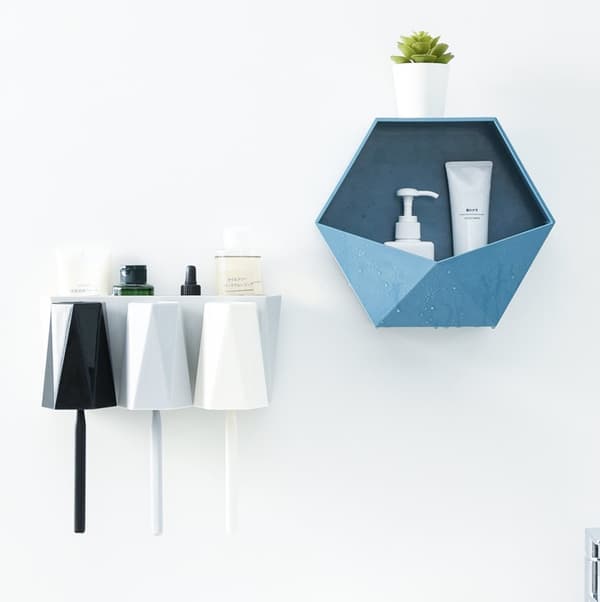 Hexagonalt väggfack, väggdekoration (Blå 22*8.5*25.5cm)