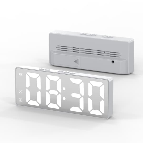 Vit skalad vit ljus digital väckarklocka inomhus termometer LED-klocka white