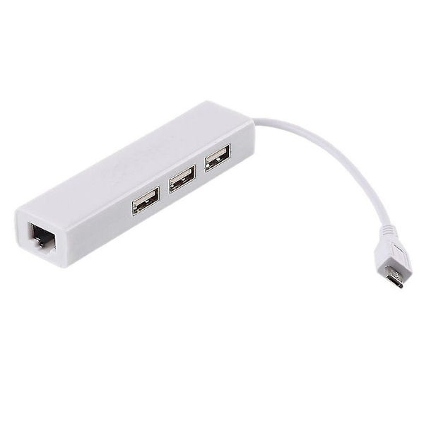 3 Ports Micro USB 2.0 Hub til RJ45 Netværk Ethernet Adapter til Android Tablets