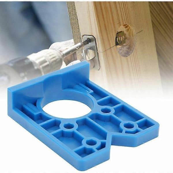 1 Boreværktøj - Hængselhulsplacerer - 35 mm Dørskabsborefixture (Blå) - 66*77 mm