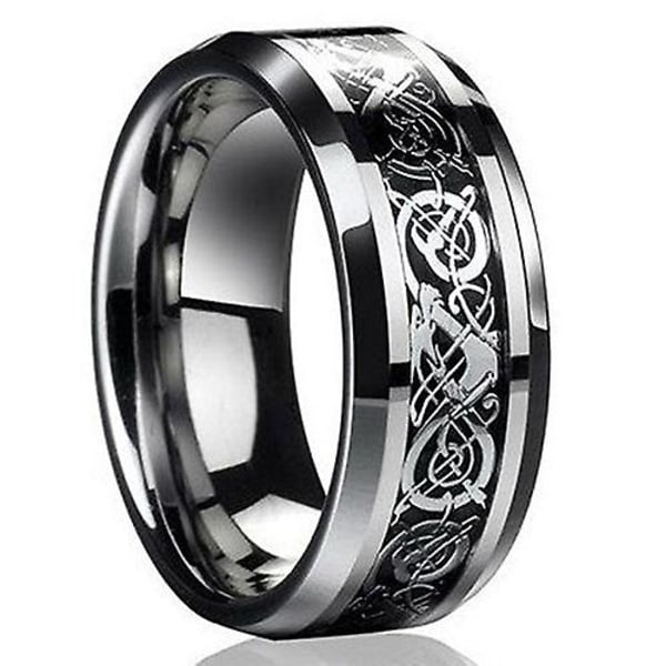 Mode Män & Kvinnor Punk Celtic Dragon Titanstål Bröllopsband Ring Smycken Size 8