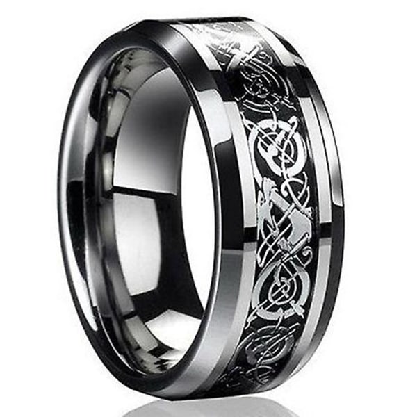 Mode til mænd til kvinder Punk Celtic Dragon Titanium stål bryllup band ring smykker Size 11