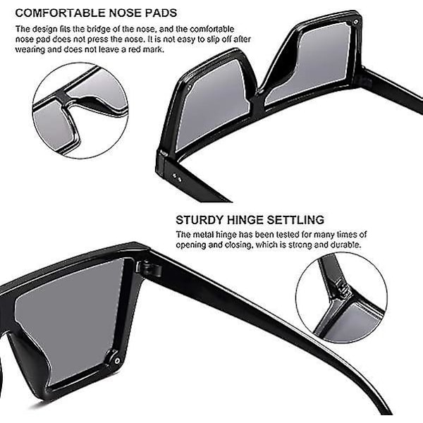 Överdimensionerade fyrkantiga solglasögon Fashion Siamese Lens Style Flat Top Shield Shades Unisex C3