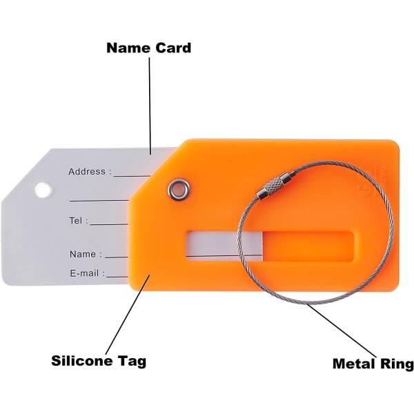 Pakke med 5 Gostwo Silikon Bagasje Etiketter Bagasje Tote Skoleveske Koffert Instrument Etikett Etiketter (Oransje)