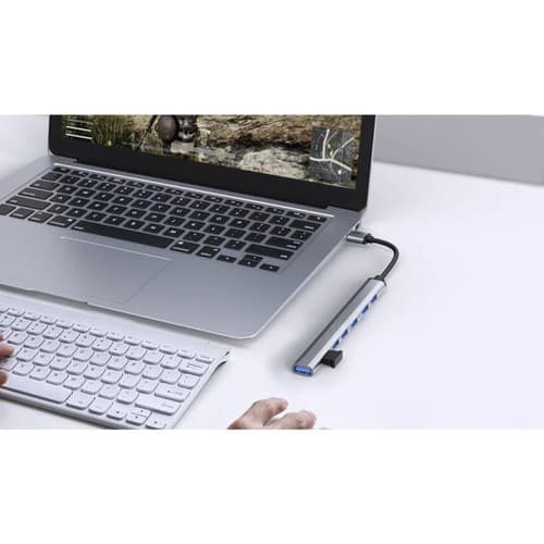 USB-keskitin 7 porttia | USB A - 1x USB 3.2 ja 6x USB 2.0 harmaa