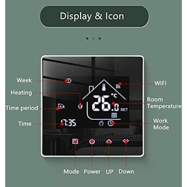 Tuya Smart Termostat Opvarmningstermostat Rumstermostat WiFi Termostat Termostat til Gas/Vandkeddel Gulvvarme C