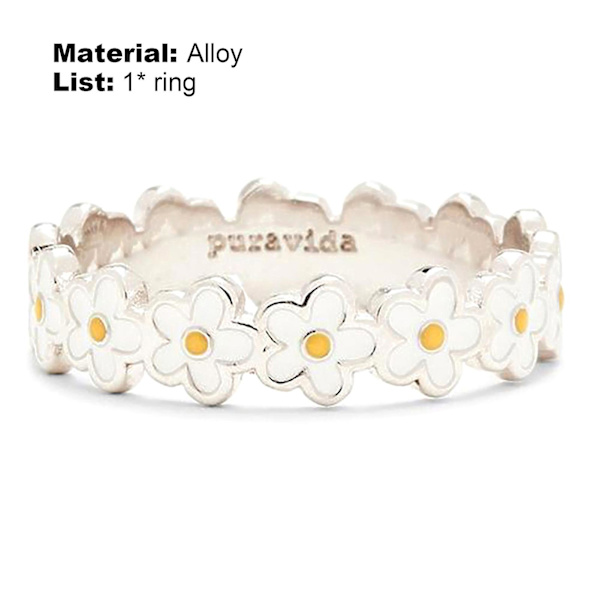 Damring Anti-Missfärgning Marguerite Blomform Finger Ring Modeaccessoar För Present US 10
