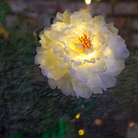 2 stk. Vanntette Peony Simuleringslykter Solcellelykter Hageplenbelysning Dekorative Gatelamper, Lysgul
