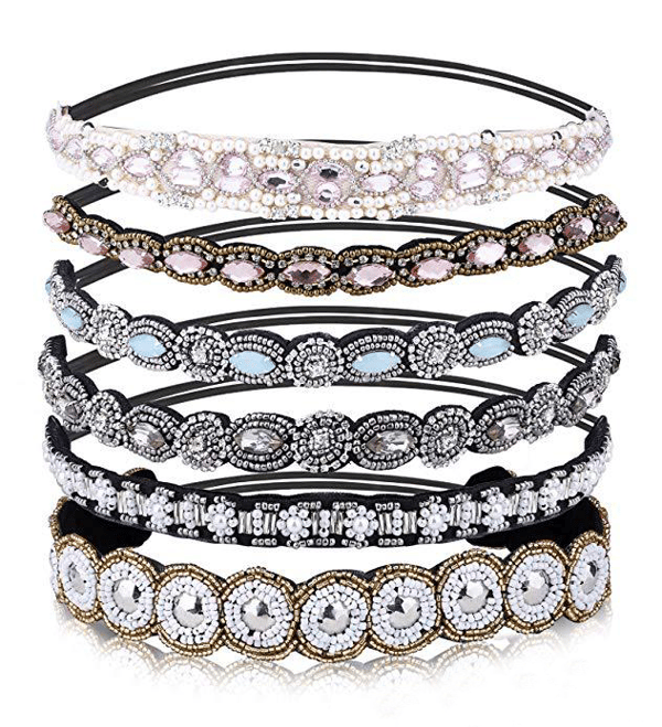6 Stk. Rhinestone Elastiske Pandebånd Bohemia Elastiske Pandebånd
