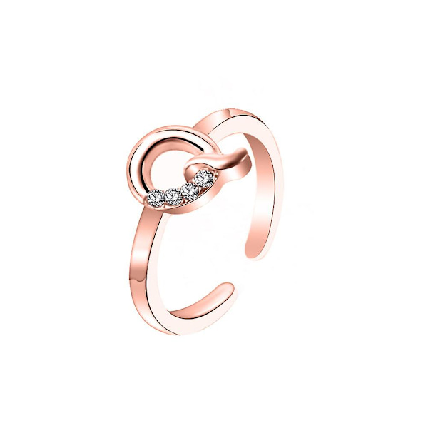 Muodin naiset yksinkertainen A-Z englanninkielinen aakkosten kirjain strassinen avoin sormus koru Rose Gold G