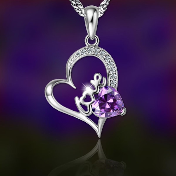 Kvinde Kærlighed Hjerte Ametyst Kærlighed Diamant Vedhæng Halskæde