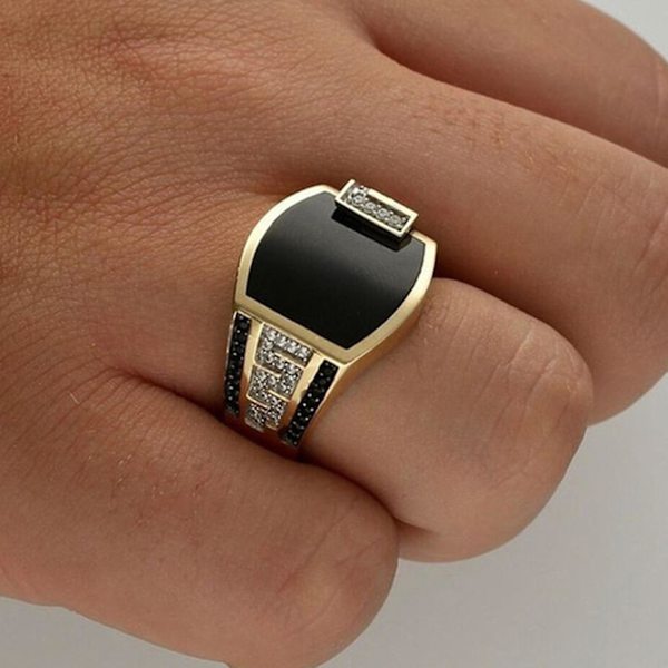 Legering Ring Svart Diamant Smycke Gåva Legering Naturlig Ädelsten Bröllopsring För Fest US 9