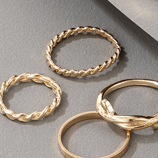 8 stk./sæt Fashion Ring Simple Exquisite Legering Uregelmæssig Flettet Form Finger Ring Smykker Tilbehør